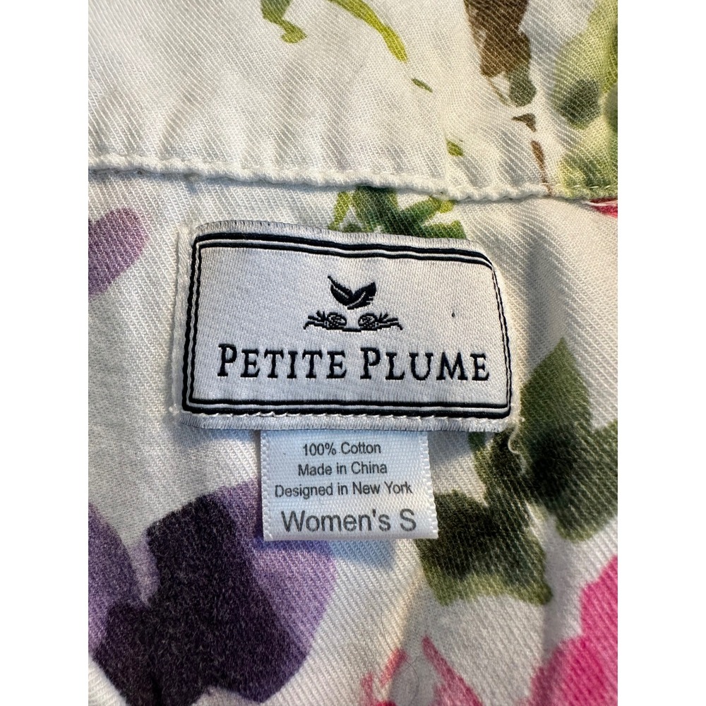 Petite Plume Cotton Pajama Set Size S White Pink Watercolor Floral - Picture 10 of 12